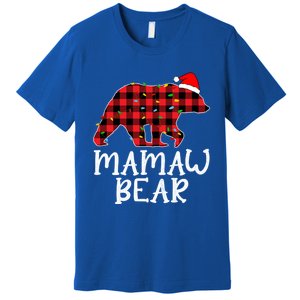 Mamaw Bear Family Group Matching Red Plaid Santa Hat Gift Premium T-Shirt