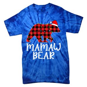 Mamaw Bear Family Group Matching Red Plaid Santa Hat Gift Tie-Dye T-Shirt