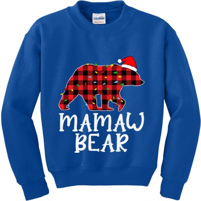 Mamaw Bear Family Group Matching Red Plaid Santa Hat Gift Kids Sweatshirt