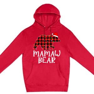 Mamaw Bear Family Group Matching Red Plaid Santa Hat Gift Premium Pullover Hoodie