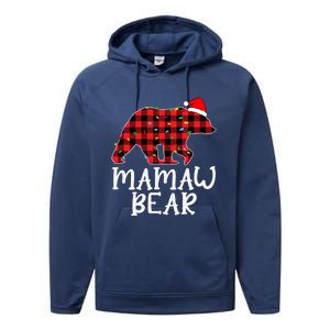 Mamaw Bear Family Group Matching Red Plaid Santa Hat Gift Performance Fleece Hoodie