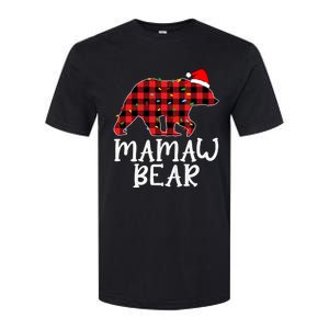 Mamaw Bear Family Group Matching Red Plaid Santa Hat Gift Softstyle CVC T-Shirt