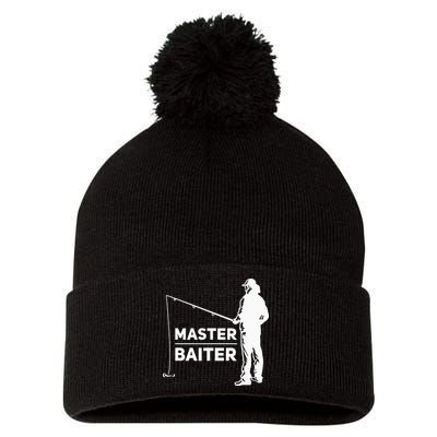 Master Baiter for Fisherman or Fishing Lover Pom Pom 12in Knit Beanie