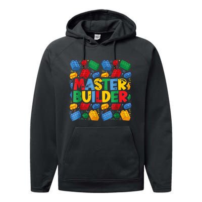 Master Builder Funny Building Block Tees For Boy Men Performance Fleece Hoodie