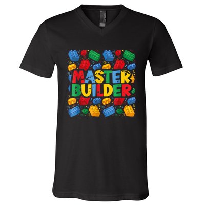 Master Builder Funny Building Block Tees For Boy Men V-Neck T-Shirt