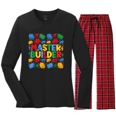 Master Builder Funny Building Block Tees For Boy Men Women's Long Sleeve Flannel Pajama Set 