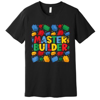 Master Builder Funny Building Block Tees For Boy Men Premium T-Shirt