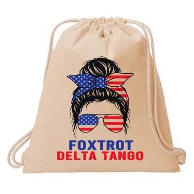 Messy Bun Foxtrots Deltas Tangos Bear Foxtrots Deltas Tango Drawstring Bag