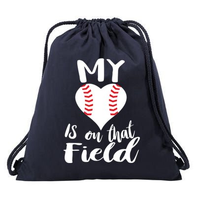 My Love Is On The Field Baseball Drawstring Bag