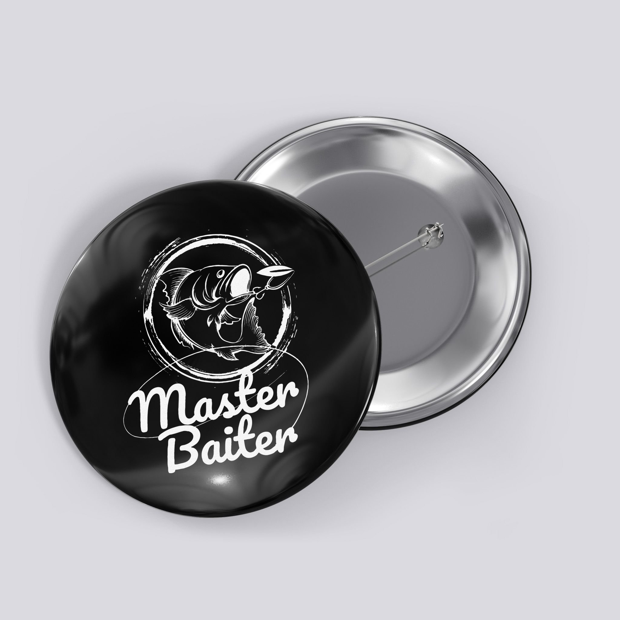Master Baiter Fishing Funny Fish Button
