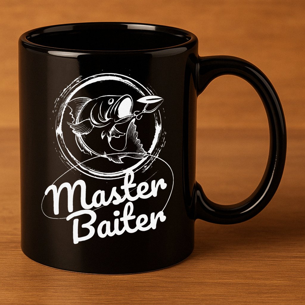 Master Baiter Fishing Funny Fish 11oz C Handle Ceramic Mug