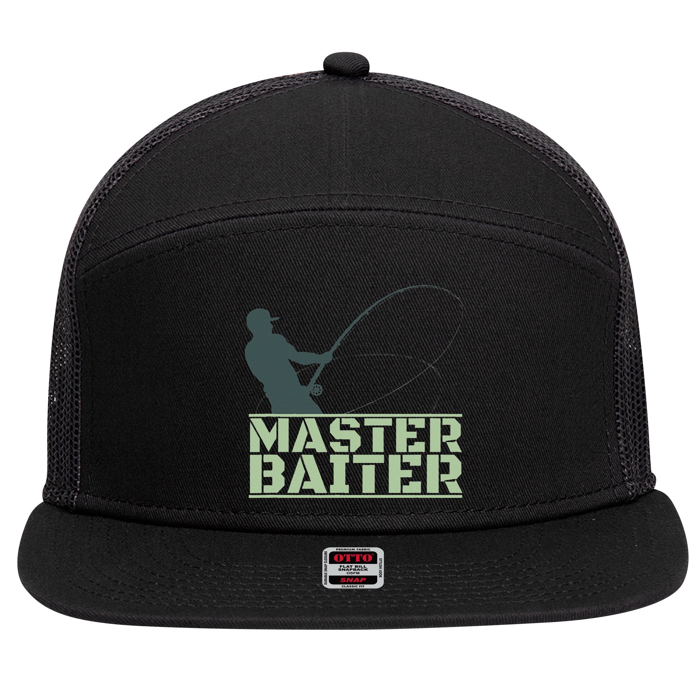 Master Baiter For Fishing Funny 7 Panel Mesh Trucker Snapback Hat