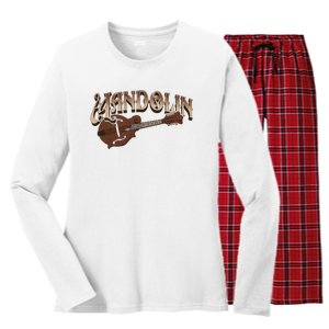 Mandolin Bluegrass Folk Music Mandolin Player Musicians Women's Long Sleeve Flannel Pajama Set 