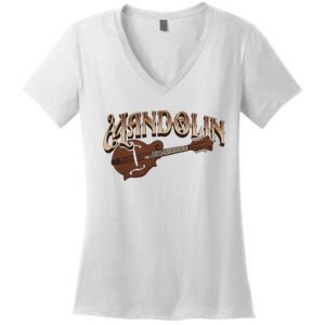 Mandolin Bluegrass Folk Music Mandolin Player Musicians Women's V-Neck T-Shirt