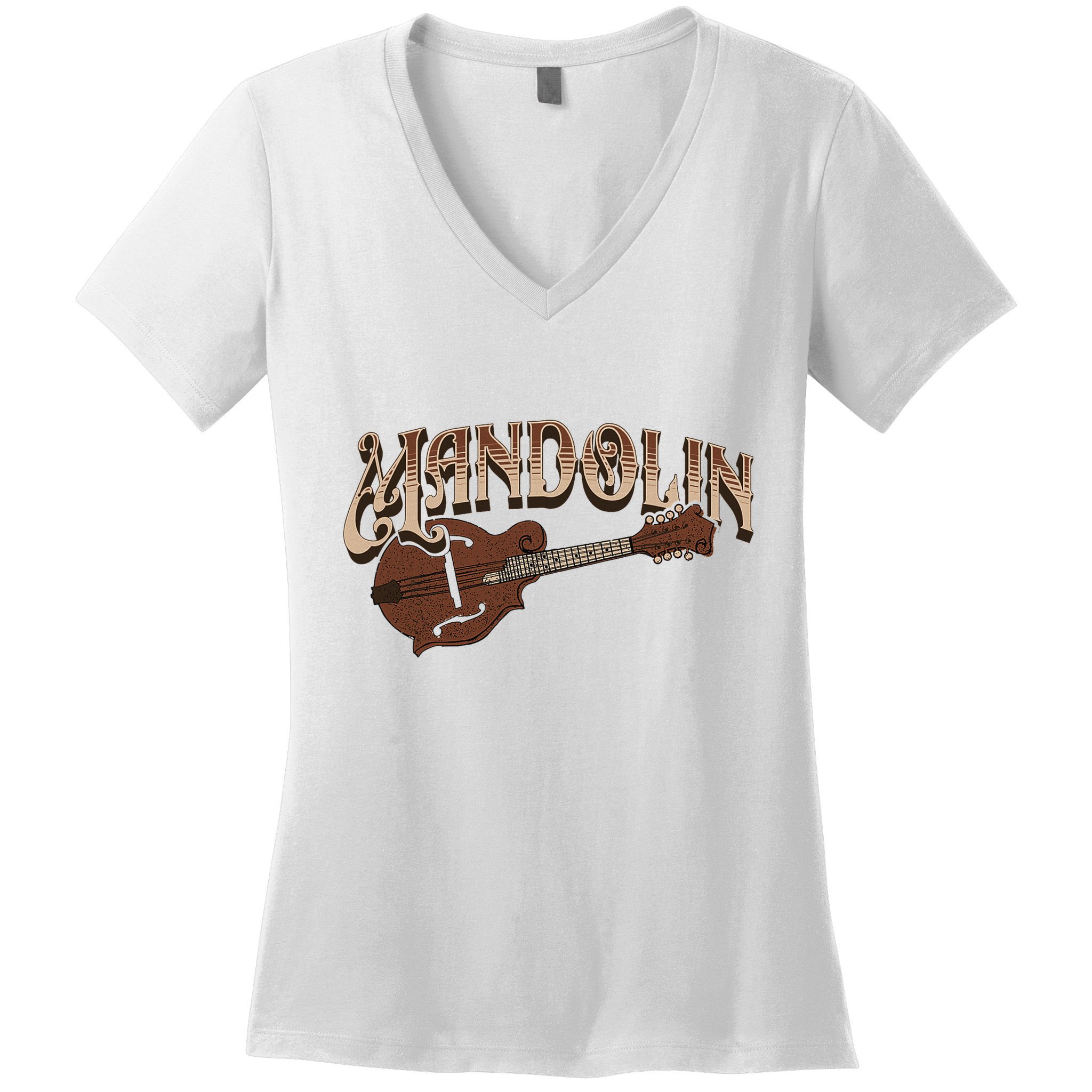 Mandolin Bluegrass Folk Music Mandolin Player Musicians Women's V-Neck T-Shirt