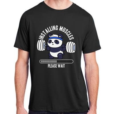 Muscle Building Fitness Panda Weight Lifting Barbell Workout Adult ChromaSoft Performance T-Shirt