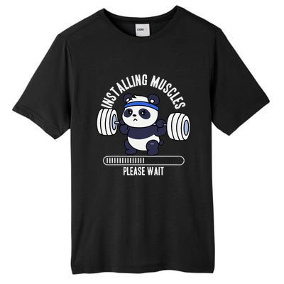 Muscle Building Fitness Panda Weight Lifting Barbell Workout Tall Fusion ChromaSoft Performance T-Shirt