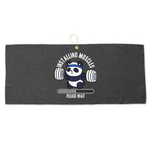 Muscle Building Fitness Panda Weight Lifting Barbell Workout Large Microfiber Waffle Golf Towel