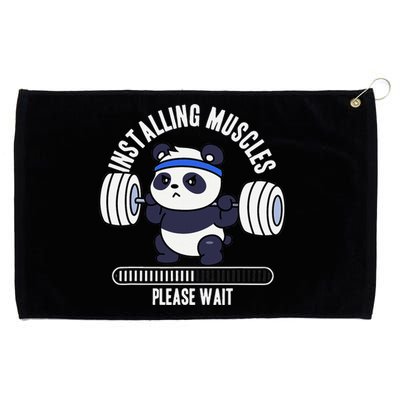 Muscle Building Fitness Panda Weight Lifting Barbell Workout Grommeted Golf Towel