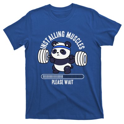 Muscle Building Fitness Panda Weight Lifting Barbell Workout T-Shirt