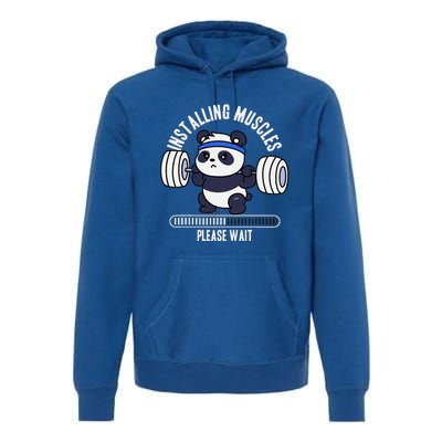 Muscle Building Fitness Panda Weight Lifting Barbell Workout Premium Hoodie