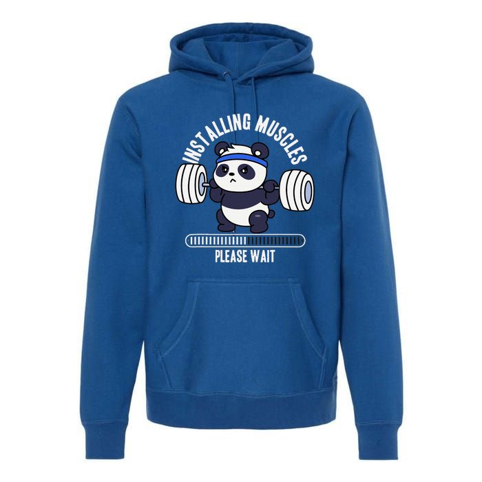 Muscle Building Fitness Panda Weight Lifting Barbell Workout Premium Hoodie