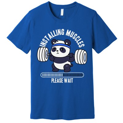 Muscle Building Fitness Panda Weight Lifting Barbell Workout Premium T-Shirt