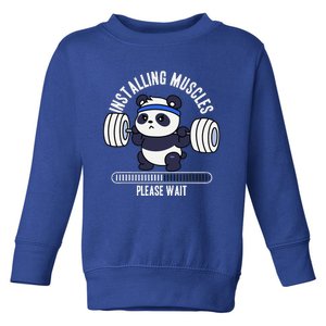 Muscle Building Fitness Panda Weight Lifting Barbell Workout Toddler Sweatshirt