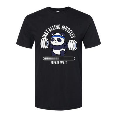 Muscle Building Fitness Panda Weight Lifting Barbell Workout Softstyle CVC T-Shirt