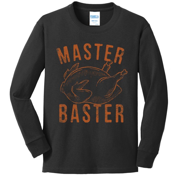 Master Baster Funny Turkey Print Happy Thanksgiving Day Kids Long Sleeve Shirt