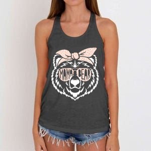 Mama Bear Face Sunglasses Mother Mom Mommy MotherS Day Women's Knotted Racerback Tank