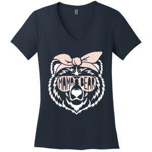 Mama Bear Face Sunglasses Mother Mom Mommy MotherS Day Women's V-Neck T-Shirt