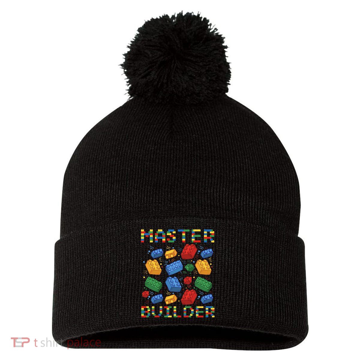 Master Builder Funny Building Blocks Gifts Pom Pom 12in Knit Beanie