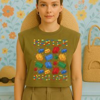 Master Builder Funny Building Blocks Gifts Garment-Dyed Women's Muscle Tee