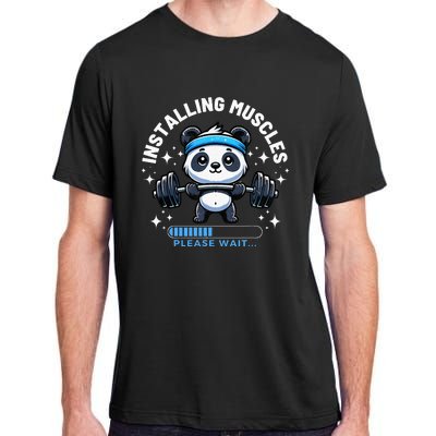 Muscle Building Fitness Panda Weight Lifting Barbell Workout Adult ChromaSoft Performance T-Shirt