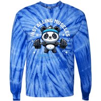 Muscle Building Fitness Panda Weight Lifting Barbell Workout Tie-Dye Long Sleeve Shirt