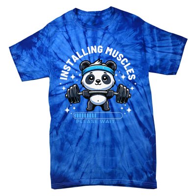 Muscle Building Fitness Panda Weight Lifting Barbell Workout Tie-Dye T-Shirt