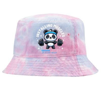 Muscle Building Fitness Panda Weight Lifting Barbell Workout Tie-Dyed Bucket Hat