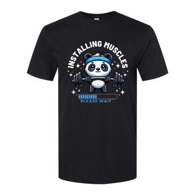 Muscle Building Fitness Panda Weight Lifting Barbell Workout Softstyle CVC T-Shirt