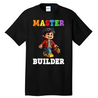 Master Builder Funny Block Brick Building Toys Boy Tall T-Shirt