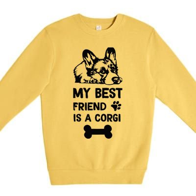 My Best Friend Is A corgi funny corgi dad corgi mom Premium Crewneck Sweatshirt