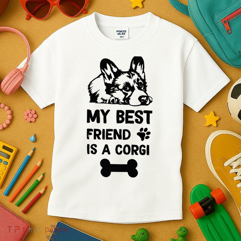 My Best Friend Is A corgi funny corgi dad corgi mom Kids T-Shirt