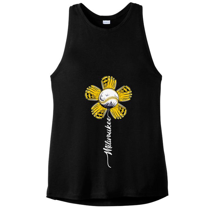 Milwaukee Baseball Flower Baseball Fans Ladies PosiCharge Tri-Blend Wicking Tank