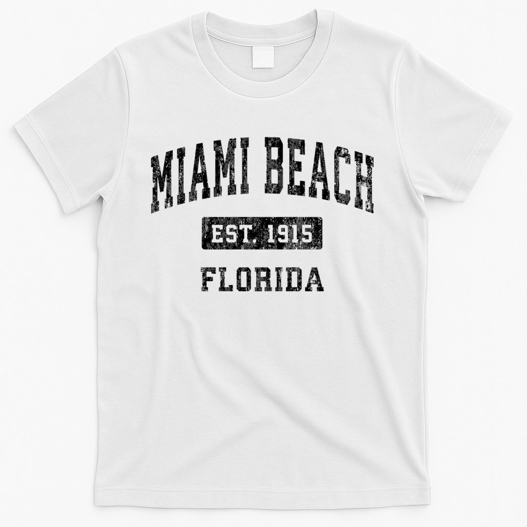 Miami Beach Florida Fl Vintage Established Sports Design T-Shirt