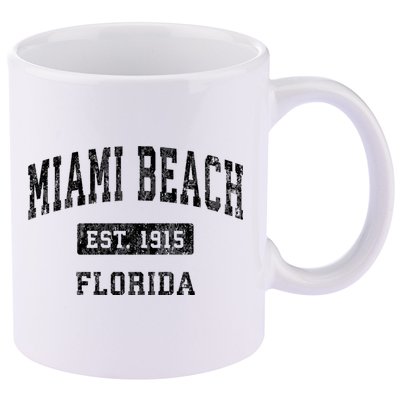 Miami Beach Florida Fl Vintage Established Sports Design 11oz C Handle Ceramic Mug