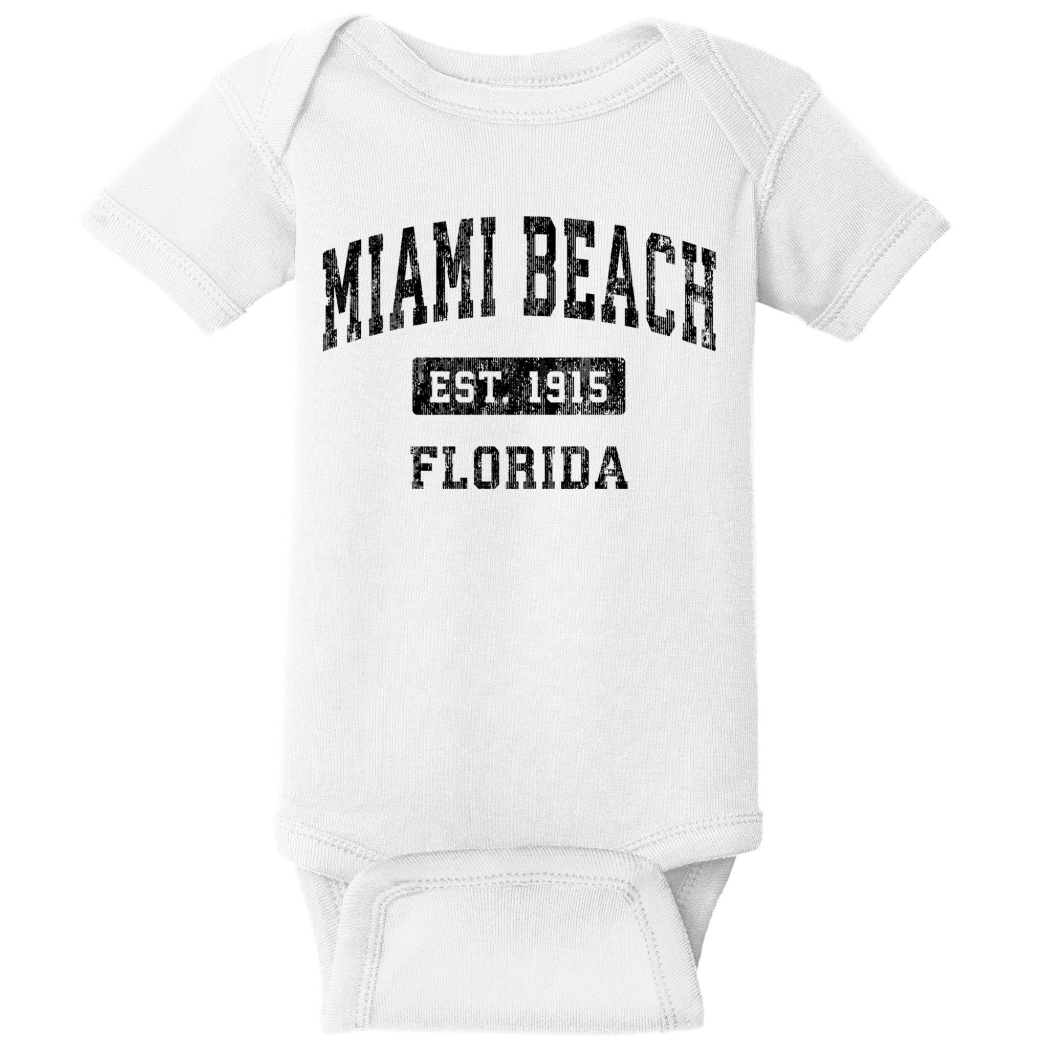 Miami Beach Florida Fl Vintage Established Sports Design Baby Bodysuit