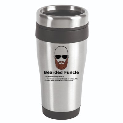 Men Bearded Funcle Funny Bald Uncle Definition 16oz Travel Tumbler