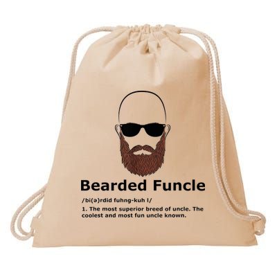 Men Bearded Funcle Funny Bald Uncle Definition Drawstring Bag