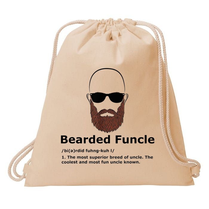 Men Bearded Funcle Funny Bald Uncle Definition Drawstring Bag