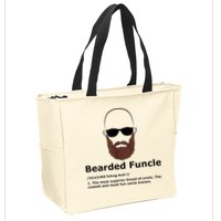 Men Bearded Funcle Funny Bald Uncle Definition Zip Tote Bag